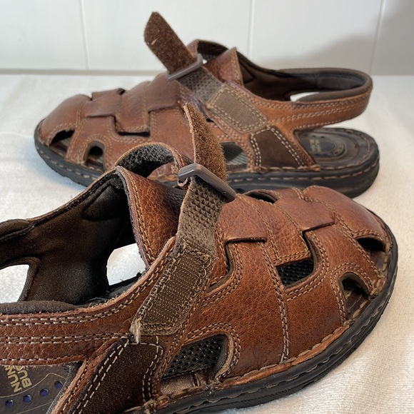 Mens Fisherman Sandals 8M Closed Toe Brown Leather Shoes - Picture 6 of 11